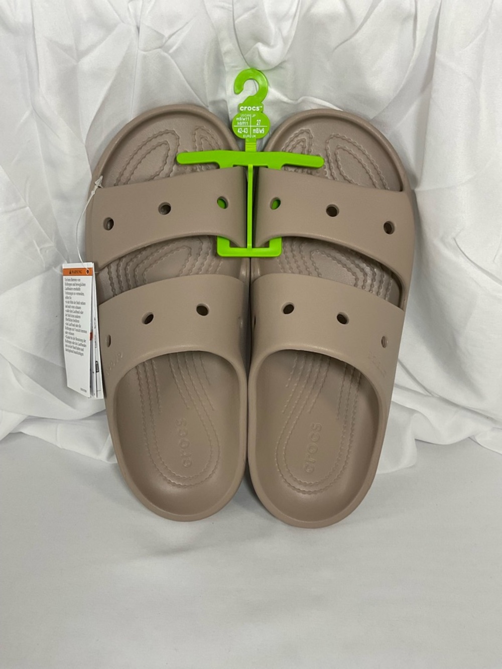 CROCS Men's Taupe Dual-Strap Slide Sandals